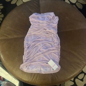 Lavender Ruched Strapless Dress